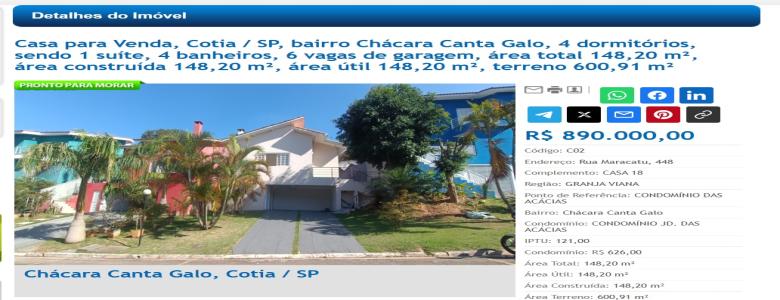 CASA NA GRANJA DE 1.2K POR R$890 MIL